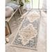Well Woven Miro Lyon Vintage Medallion Ivory Blue Distressed 2 3 x 7 3 Runner Area Rug