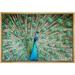 wall26 Framed Canvas Prints Wall Art - Peacock Showing Its Beautiful Feathers/Spreading Its Tail | Modern Wall DecorStretched Gallery Framed Canvas Wrap Giclee Print & Ready to Hang - 24 x36 Natural