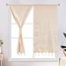 Semi Blackout Curtains-Handmade Cotton Linen Crochet Curtains Hollow Tassel Valance 27 x 59 Beige 1 Panel ZHH