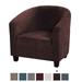 Stretch Velvet Club Sofa Chair Cover Tub Barrel Armchair Slipcover Dining Room Removable Washable Sofa Couch Cover(Dark Brown)