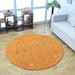 RUGSOTIC CARPETS HAND KNOTTED LOOM WOOL ECO-FRIENDLY AREA RUGS - 8 x8 Round Orange Plain Solid Design High Pile Thick Handmade Anti Skid Area Rugs for Living Room Bed Room (L00111)