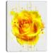 Design Art Beautiful Rose in Yellow Watercolor Painting Print on Wrapped Canvas