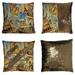 PKQWTM Vintage Collage European Travel Reversible Mermaid Cushion Cover Home Decor Sequin Pillow Case Size 16x16 inches