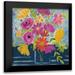 Zaman Farida 15x15 Black Modern Framed Museum Art Print Titled - Folk Floral III