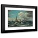 Vilhelm Bille 18x14 Black Modern Framed Museum Art Print Titled - Fishing Boat and Steam Sailor on a Moving Lake (1880)