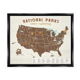 Stupell Industries Start Exploring National Parks Map United States Jet Black Framed Floating Canvas Wall Art 24x30 by Daphne Polselli