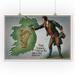 St. Patrick s Day Greeting - Irishman Offering Shamrocks to Ireland - Vintage Holiday Art (12x18 Art Print Wall Decor Travel Poster)