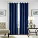 Goory 1-Piece Grommet Blackout Window Curtain For Bedroom Thermal Insulated Window Drape Velvet Plain Room Darkening Curtain Navy Blue 42 W x 84 L