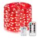 Morttic 200 LED 66 FT Copper Wire String Lights Battery Operated 8 Modes with Remote Waterproof Fairy String Lights for Indoor Outdoor Home Wedding Party Decoration Red