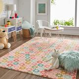 Mohawk Home Prismatic Enchanted Floral Pink Contemporary Nature Kids Precision Printed Area Rug 8 x10 Pink & Green