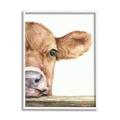 Stupell Industries Baby Calf Cow Resting Head Up-Close Rural Painting White Framed Art Print Wall Art Design by George Dyachenko