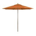 9 Wood Grain Steel Patio Umbrella with Steel Ribs Push Lift in Tuscan Polyester