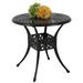 LVUYOYO 31 inch Diameter Outdoor Round Patio Bistro Dining Table Cast Aluminum with Umbrella Hole Conversation Table