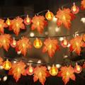 Walmeck 33FT 80LEDs Fairy Maple Shaped Decorative Hanging Lights Warm White Waterproof Battery Operated