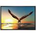 wall26 - Framed Canvas Prints Wall Art - Bald Eagle Flying Above The Sea | Modern Wall Decor/Home Decoration Stretched Gallery Framed Canvas Wrap Giclee Print. Ready to Hang - 16x24 Black