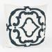 SARO 17 in. Rue Serret Square Embroidered Motif Down Filled Throw Pillow - Navy Blue