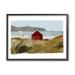 Stupell Industries Lakeside Rural Red House Distant Mountain View Painting Black Framed Art Print Wall Art Design by J. Weiss