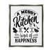 Stupell Industries Kitchen Happiness Retro Style Casual Silverware Motif Graphic Art Luster Gray Floating Framed Canvas Print Wall Art Design by Lettered and Lined