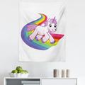 Unicorn Tapestry Unicorn Runs on the Rainbow Mythological Fantasy Creature Image Fabric Wall Hanging Decor for Bedroom Living Room Dorm 5 Sizes White Lilac by Ambesonne