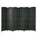 Black 6-Panel Room Divider 6.5Ft Weave Fiber Folding Privacy Screen