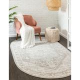 Unique Loom Milano Whitney Rug Cloud Gray/Ivory 5 1 x 8 Oval Medallion Coastal Perfect For Dining Room Bed Room Kids Room Play Room