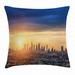 City Throw Pillow Cushion Cover Sunrise at Los Angeles Urban Architecture Tranquil Scenery Majestic Sky Decorative Square Accent Pillow Case 24 X 24 Inches Navy Blue Apricot Ivory by Ambesonne