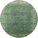 Ahgly Company Indoor Round Mid-Century Modern Dark Olive Green Oriental Area Rugs 6 Round