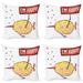 Cartoon Throw Pillow Cushion Case Pack of 4 Kids Fat Little Fish Character Holds Happy Phrase Flag Humor Animal Design Modern Accent Double-Sided Print 4 Sizes Multicolor by Ambesonne