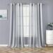 GlowSol 52 W x 72 L Linen Look Sheer Curtains Farmhouse Vertical Striped Drapes Light Filtering Curtains for Living Room Navy Blue 2 Panels