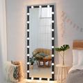 Kadyn LED Full Length Mirror Dressing Mirror Large Rectangle Bedroom Bathroom Mirror with Touch Button and 3 Color Lights Black