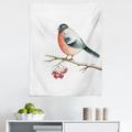 Rowan Tapestry Wild Bird in Watercolors Sitting on Tree Branch Xmas Themed Art Fabric Wall Hanging Decor for Bedroom Living Room Dorm 5 Sizes Coral Pale Grey Black by Ambesonne