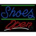 Shoes Open With Line LED Neon Sign 15 x 19 - inches Black Square Cut Acrylic Backing with Dimmer - Bright and Premium built indoor LED Neon Sign for store interior DÃ©cor Storefront.