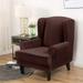 Wing Chair Slipcover Velvet Covers 2 Pieces Arm Chair Furniture Sofa SlipCovers for Living Room Bedroom (Coffee)