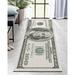 Well Woven Money Collection Hundred Dollar Bill 3 3 x 7 10 Collage (2006 Version) Green Runner Rug