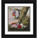 Christine LÃ¸vmand 15x16 Black Ornate Wood Framed Double Matted Museum Art Print Titled - A Bouquet of Flowers at the Foot of a Tree. on a Branch Hangs a Flower Wreath (1832)