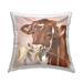 Stupell Industries Romantic Bull Cattle White Rose over Pink Cabin Brown 18 x 7 x 18 Decorative Pillows