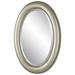29 Inch Wood Wall Mirror Beaded Oval Shape Metallic Silver