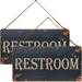 Restroom Decor Vintage Metal Tin Sign Wall Art Hanging Rustic Green Toilet Sign Farmhouse Home Decor for Bathroom Office or Business 5X10 Inch (Green 1)