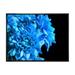 Detail of Blue Flowers On Black Background I 20 in x 12 in Framed Photography Canvas Art Print by Designart