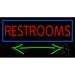 Red Restrooms With Blue Border LED Neon Sign 20 x 37 - inches Clear Edge Cut Acrylic Backing with Dimmer - Bright and Premium built indoor LED Neon Sign for Bar decor.