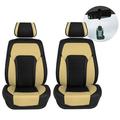 FH Group Faux Leather Car Seat Cover Universal Front Set Beige Seat Covers with Air Freshener