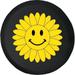Black Tire Covers - Tire Accessories for Campers SUVs Trailers Trucks RVs and More | Yellow Smiling Face Flower Black 28 Inch