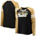 Women's Fanatics Branded Black/Vegas Gold New Orleans Saints Plus Size True to Form Lace-Up V-Neck Raglan Long Sleeve T-Shirt