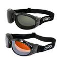 (2 GOGGLES) Motorcycle Dirt Bike Riding Smoke Lens & Driving Mirror Lens & Microfiber Bag