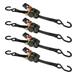 1 x 6 Retractable Ratchet w/ Vinyl Coated S-Hooks and Push Button