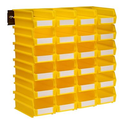 Triton Products LocBin Wall Storage System with (24) 7 3/8" Yellow Bins and (2) Rails 3-220YWS