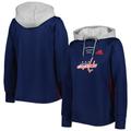 Women's adidas Navy Washington Capitals Skate Lace Primeblue Team Pullover Hoodie