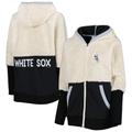 Women's G-III 4Her by Carl Banks Oatmeal/Black Chicago White Sox Shuffle It Raglan Full-Zip Hoodie