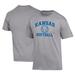 Men's Champion Gray Kansas Jayhawks Primary Team Logo Icon Softball Powerblend T-Shirt