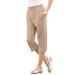 Plus Size Women's Soft Knit Capri Pant by Roaman's in New Khaki (Size 6X) Pull On Elastic Waist